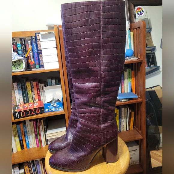 Coach Brigitte Boot Croc Embossed Knee High Boots Size 10 - Picture 7 of 12